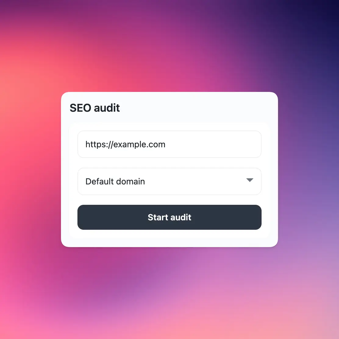 Скриншот формы SEO-аудита во всплывающем окне расширения Chrome