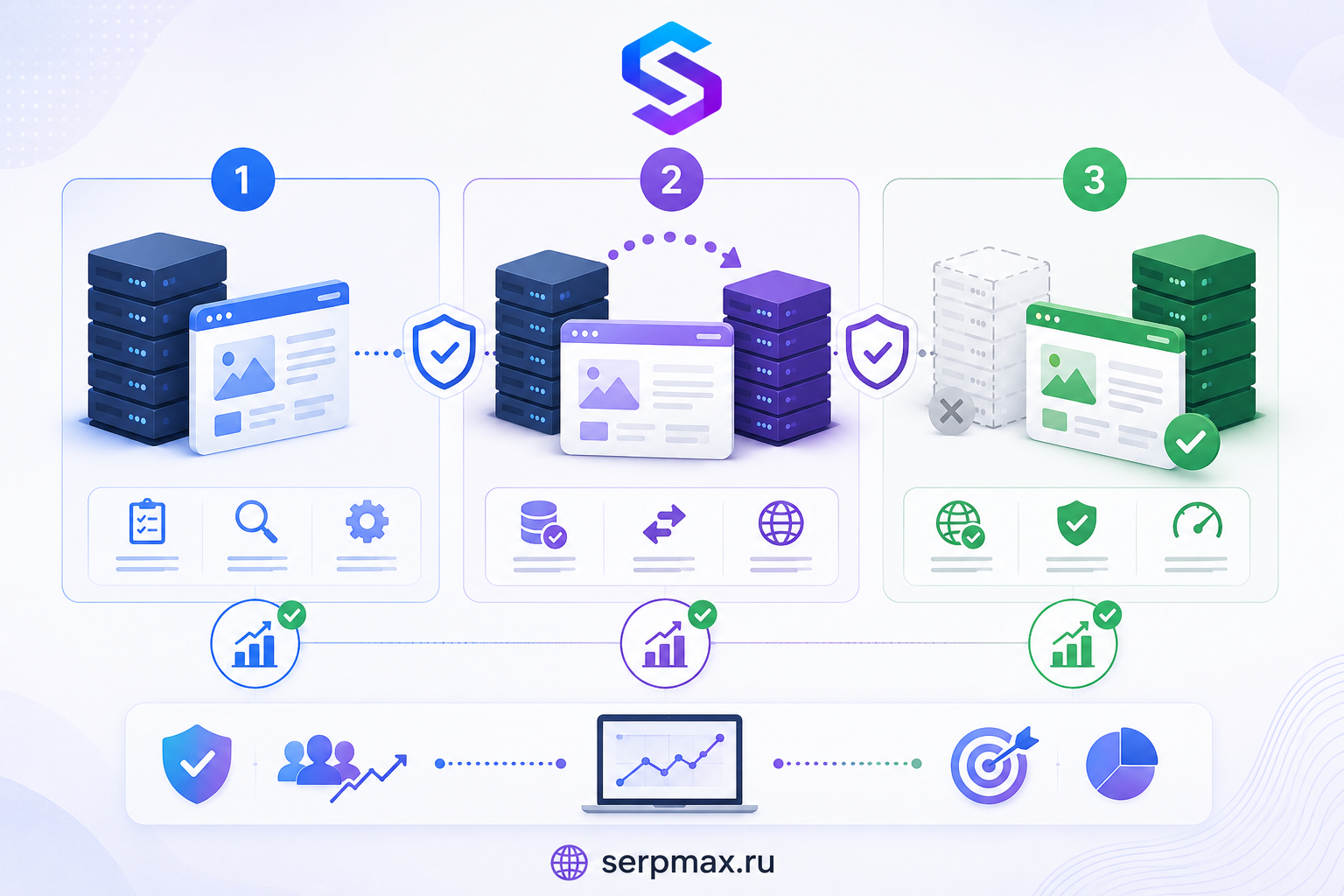 Схема безопасной миграции сайта на новый хостинг: три этапа с контрольными точками для сохранения трафика