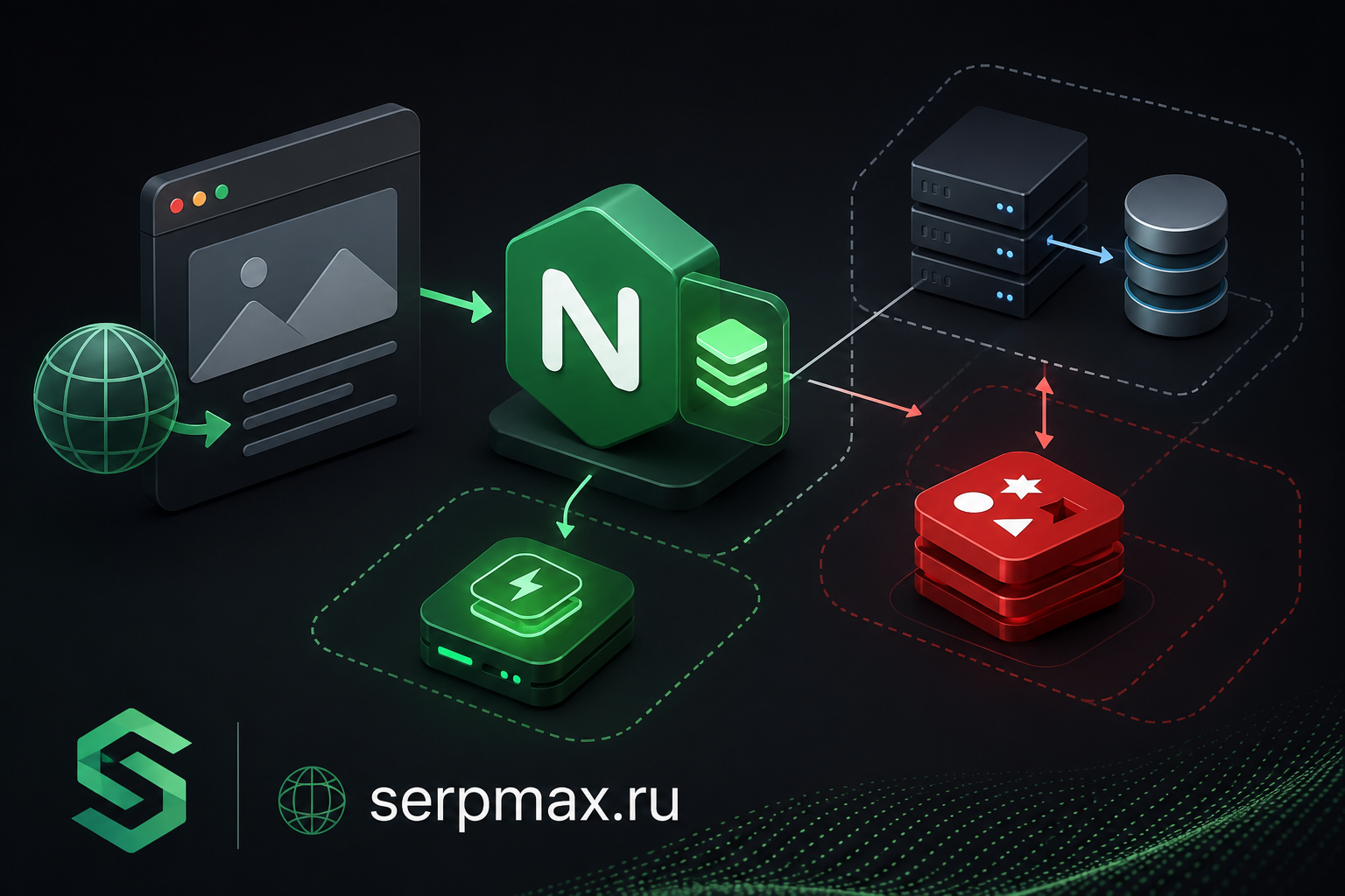 Архитектура серверного кеширования: Nginx FastCGI Cache для страниц и Redis для запросов к базе данных