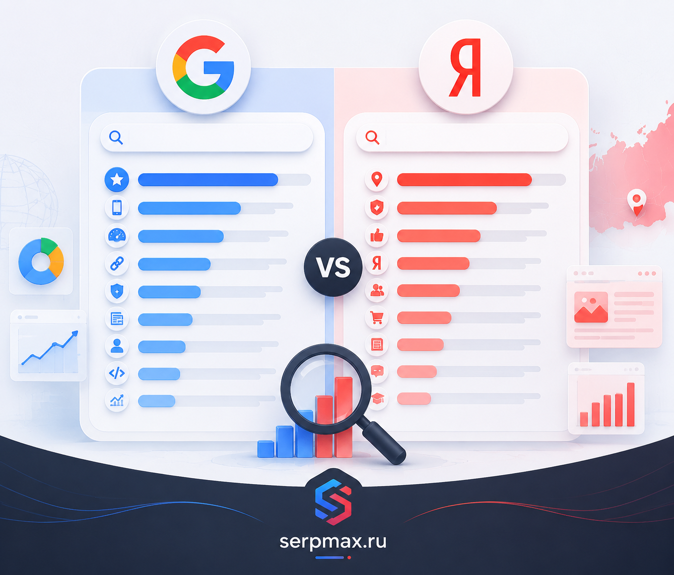 Сравнение факторов ранжирования Google и Яндекса для российских сайтов с акцентом на ключевые отличия