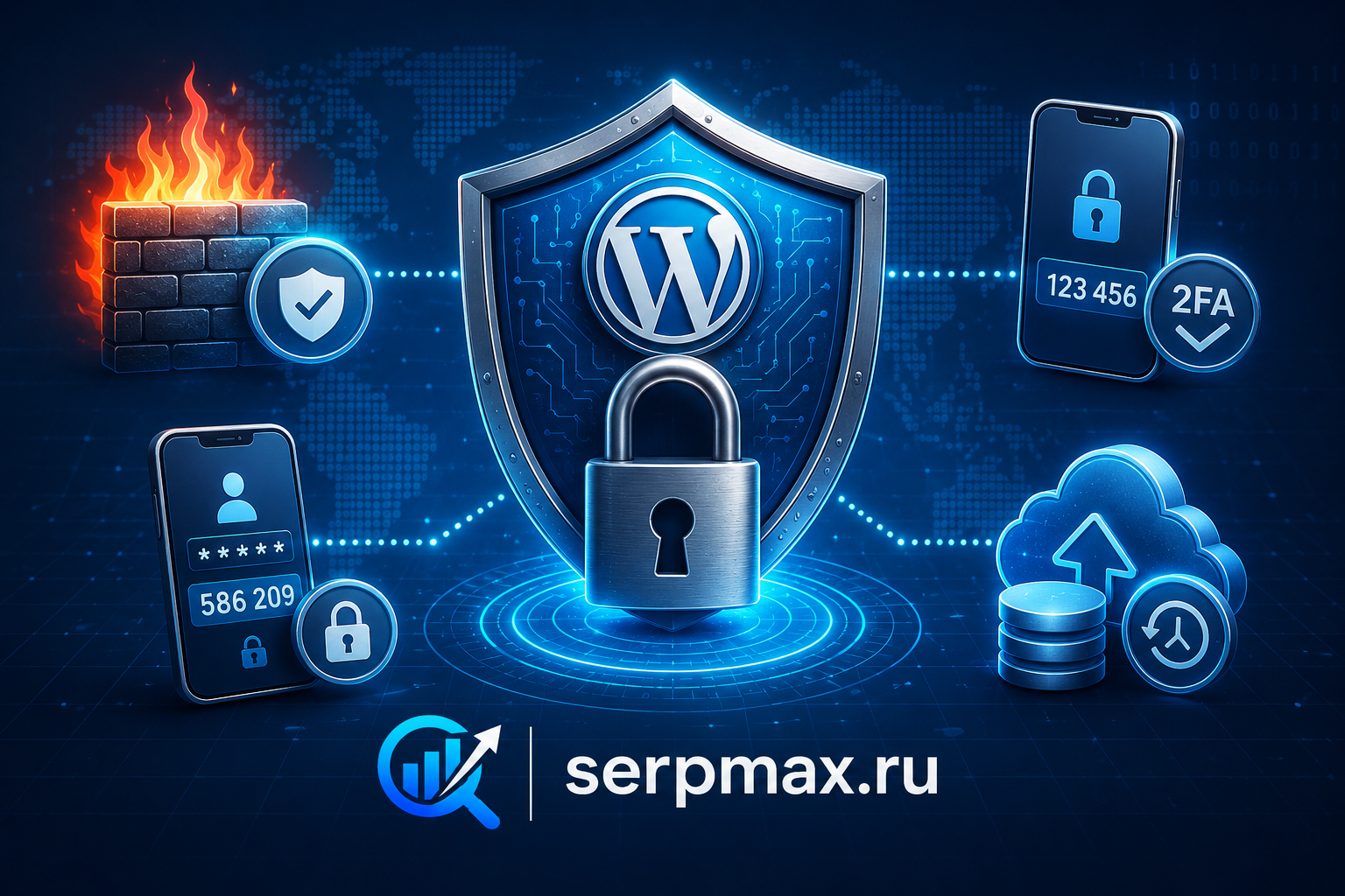 Щит безопасности WordPress: замок, фаервол, двухфакторная аутентификация и бэкап