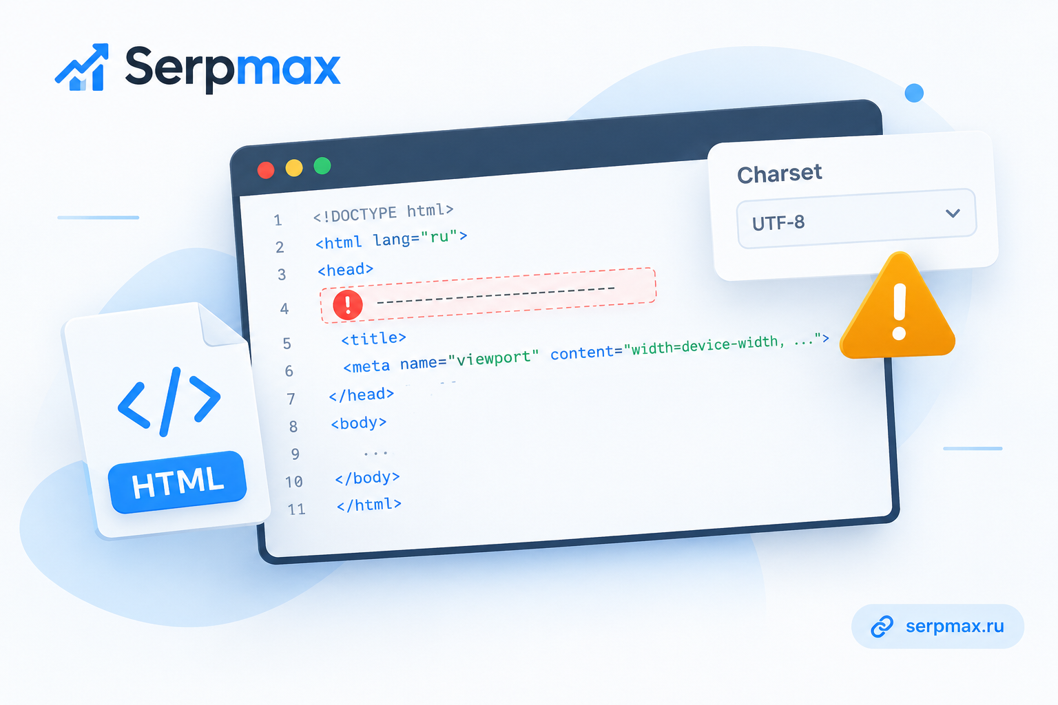 Meta charset не указан или указан неправильно